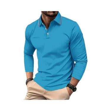 Imagem de Camisa Polo Masculina De Verão Com Manga Longa, Respirável E Confortáv