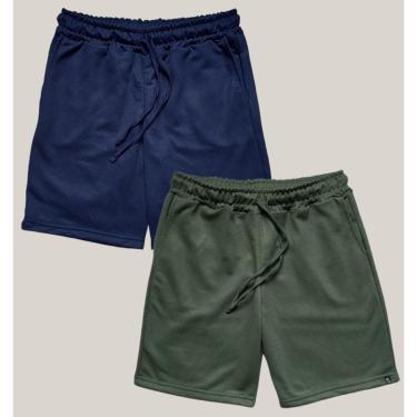 Imagem de Kit 2 Bermuda Masculina Moletom WSS Basic Verde e Azul-Masculino