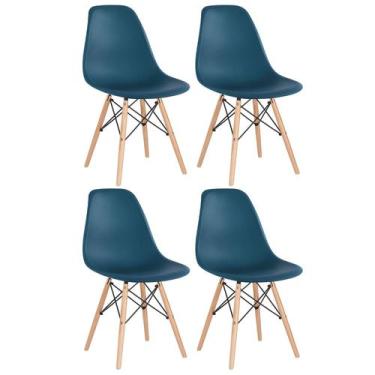 Imagem de Laraz, Kit 4 cadeiras Charles Eames Eiffel DSW com pés de madeira clar