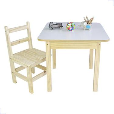 Imagem de Mesinha Infantil Compacta e Resistente Madeira com 1 Cadeira para Meni