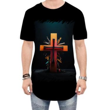 Imagem de Camiseta Longline da Cruz de Jesus Igreja Fé 29 - Kasubeck Store®, P