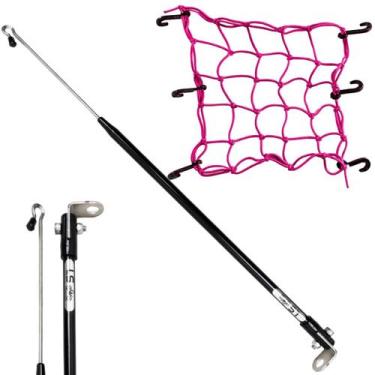 Imagem de Kit Antena Corta Pipa Cerol Linha Fio Proteção Preta Retrovisor / Rede