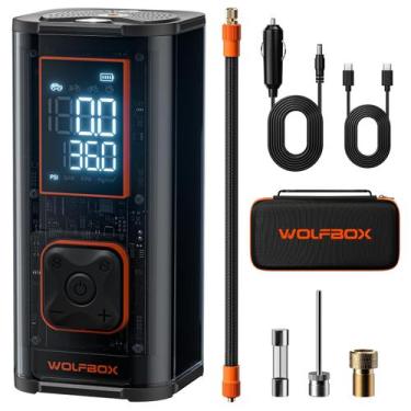 Imagem de Compressor de ar WOLFBOX 12000mAh 150PSI 58LPM para pneus de carro
