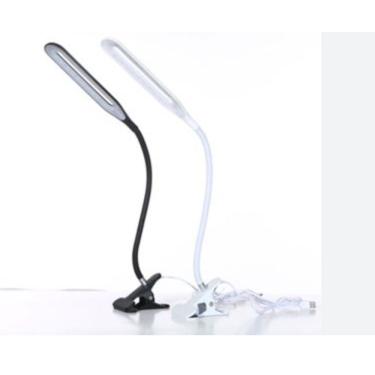 Imagem de Luminária de Mesa Luminária 20 Leds Garra Presilha para Leitura com Corpo Flexível Pret...