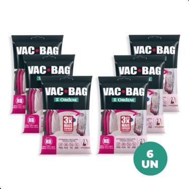 Imagem de Kit 6 Sacos a Vácuo Organizador Hang Bag com Gancho para Roupas em Plástico com Argolas...