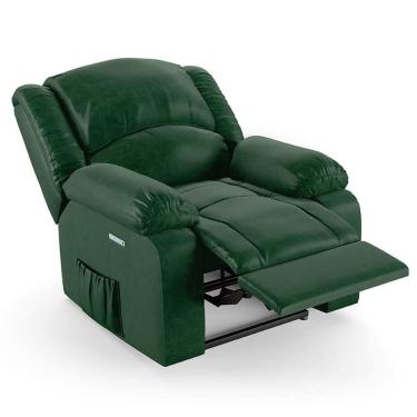 Imagem de Poltrona Do Papai Reclinável Pietra Elétrica Led Fh9 Pu Verde Musgo - Mpozenato