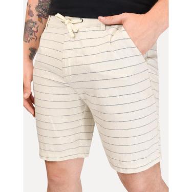 Imagem de Bermuda Calvin Klein Jeans Masculina Cordão Cotton Stripes Off White-Masculino