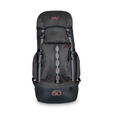 Imagem de Mochila Caminhada 50 Litros Preto Fita Cinza - Trilhas & Rumos, Preto,