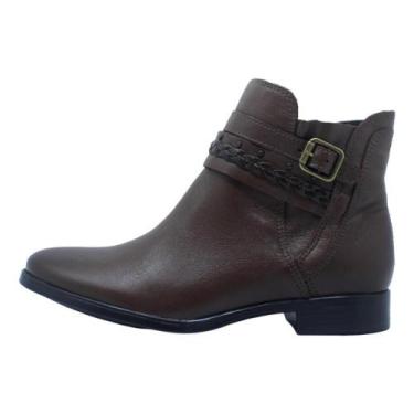 Imagem de Bota feminina cano curto couro newborn, Cafe, 36