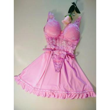 Imagem de Camisola sexy feminina rosa - Amandamodaintima
