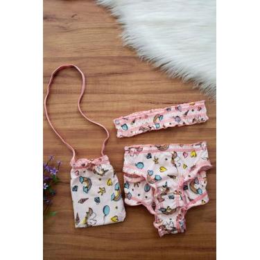 Imagem de kit infantil 2 calcinha mais bolsinha e tiara - MIL AMORES, M, Romance