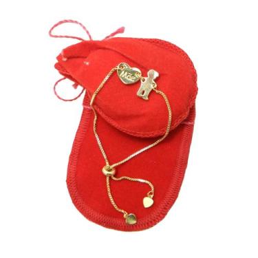 Imagem de Pulseira Feminina 16/20cm Mãe + 1 Menino Folheada Ouro PL474 - Wnbijou