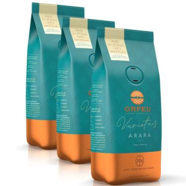 Imagem de Café em Grãos Premium Orfeu Arara Kit 3 Pacotes de 250g