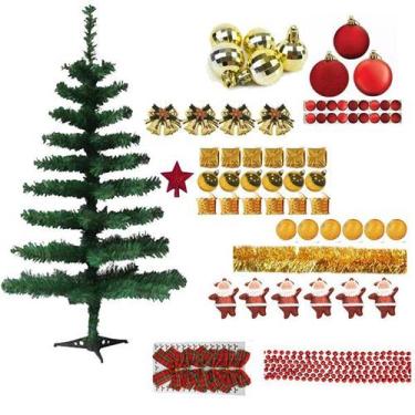 Imagem de Kit Árvore De Natal Verde 60cm 40 Galhos Decorada 78 Itens Enfeites - 