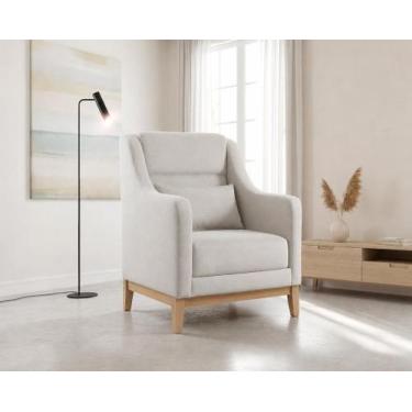 Imagem de Poltrona Encosto Alto Linho Áquila Cinza - Zurc Decor