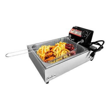Imagem de Fritadeira Elétrica Quadrada Inox De 5l Profissional C/ Cuba - Inofrix