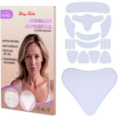 Imagem de Kit 17 Adesivos Anti Rugas Silicone Reutilizáveis Muy Bela  Lifting Fa