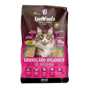 Imagem de Granulado Higiênico De Madeira Ipet Wood's P/ Gatos 10kg - Congratulat