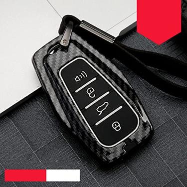 Imagem de WSWJDW Zinc Alloy Silicon Car Remote Car Key Case Cover Chaveiro Ring Key Bag, apto para Geely Coolray Atlas Boyue NL3 Emgrand X7 EX7 SUV GT GC9 Borui 2019, D, negro de fumo