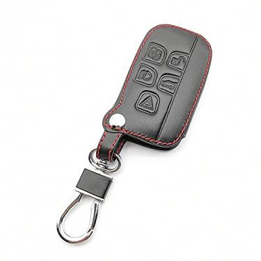 Imagem de WSWJDW Capa inteligente de couro com 5 botões Bolsa para chave do carro Capa chaveiro chaveiro bolsa, adequada para Land Rover Range Rover Evoque Sport Evoque Discovery, preta