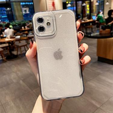 Imagem de Capa transparente com brilho para iPhone 13 11 12 13Pro MAX XS X XR 7 8 Plus Soft Funda à prova de choque, preto, para iPhone 7plus
