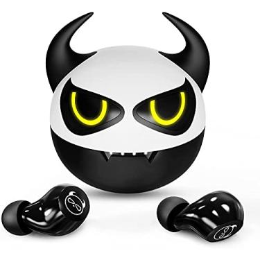 Imagem de Fones de ouvido infantis sem fio, controle de toque e cancelamento de ruído TWS fone de ouvido sem fio, 36H Playtime Touch Control IPX6 Fones de ouvido à prova d'água, fones de ouvido Bluetooth 5.0 leve (vaca)