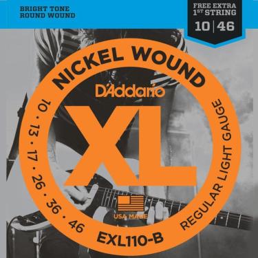 Imagem de Encordoamento para Guitarra D`Addario EXL110 B 010 com Corda Mi Extra