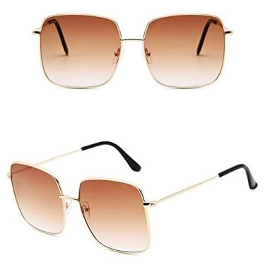 Imagem de Fashion Square Sunglasses Woman Ladies Sunglasses Male Female Vintage Big Frame Alloy Colorful Ocean Mirror,3,China