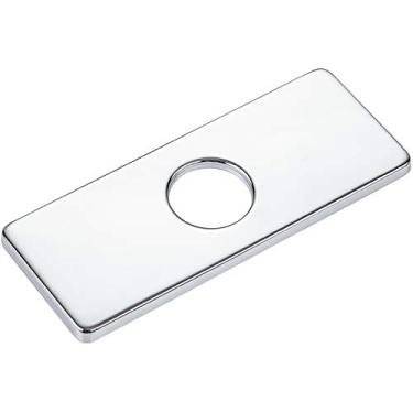 Imagem de KAIYING Placa de 15,24 cm para pia de banheiro, placa de guarnição de torneira de banheiro 3 em 1, retangular, aço inoxidável (cromado)