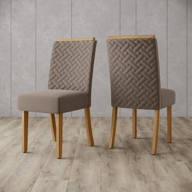 Imagem de Conjunto de 02 Cadeiras Estofadas Ester Henn - Nature com Marrom Amêndoa