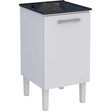 Imagem de Gabinete de Lavanderia Branco em Aço 50x50 cm com Tanque Sintético Preto Venus Cozimax