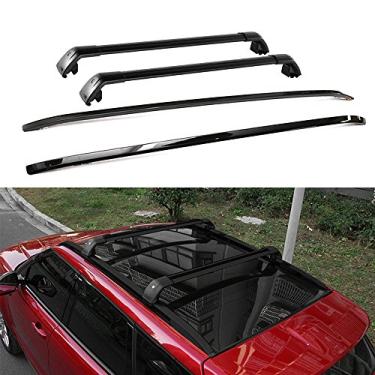 Imagem de UDP 4 peças de suportes de teto crossbars kits adequados para Land Rover Range Rover Evoque L358 2011-2019 Bagagem Bagagem Bagagem Trilho Barra Lateral Barras Transversais Preto