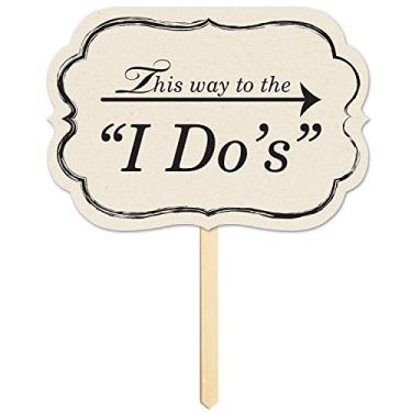 Imagem de Beistle Placa Way to The I Do Yard - 1 peça, 25,4 cm x 36,8 cm, branco/preto