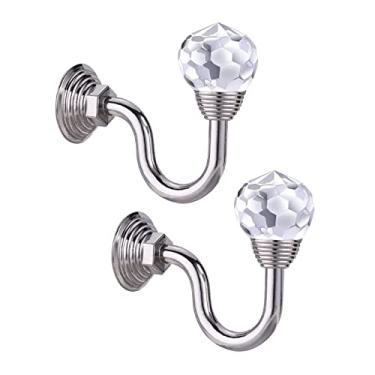 Imagem de Retenções de cortina exclusivas Ganchos de amarração de cortina com bola de cristal Suportes de cortina em forma de U Retenções de cortina montadas na parede, 1 par