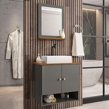 Imagem de Gabinete Banheiro Deli Torino Bco Torneira Valv Click Black Cor: Titanium/Nature