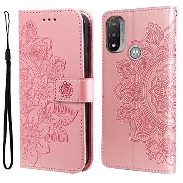 Imagem de YUNCHAO Caixa de telefone Para Motorola Moto E20 / E30 / E40 7-Petal Flowers Padrões de gravação Case horizontal capa para celular