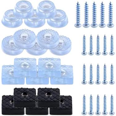 Imagem de Almofadas de amortecimento de 128 peças da Hilitchi [4 tamanhos] de borracha macia e sortida, com arruela de aço inoxidável embutida com parafusos correspondentes para tábua de corte, mesa de gabinete, mesas de sofá (64 peças de pés e 64 parafusos)