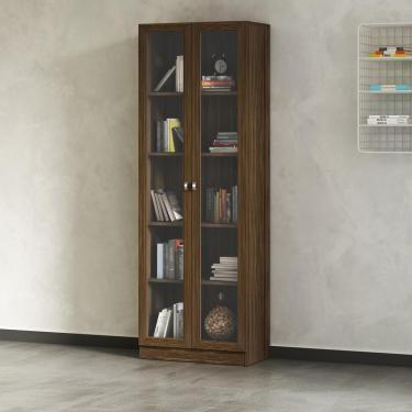 Imagem de Armário Estante Com 2 Portas De Vidro Cr25069 Nogal