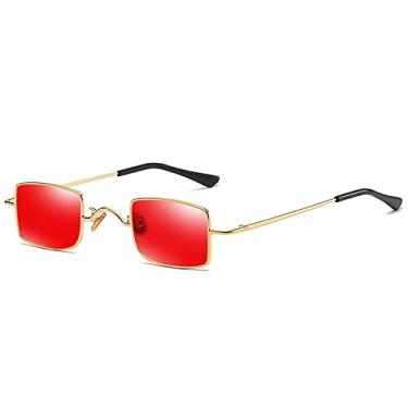Imagem de Óculos de Sol Retangular Pequeno Masculino Feminino Retro Metal Simples Óculos de Sol Moda de Rua Elegante Tons Masculino Feminino Gafas de Sol, 5, Tamanho Único