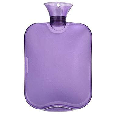 Imagem de Garrafa de água quente PVC ClearHot Water Bag para compressa quente e fria, aquecedor de pés de mão, ideal para cólicas menstruais, alívio da dor no pescoço e ombro, roxo, 2000 ml