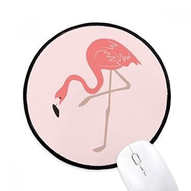 Imagem de DIYthinker Tapete de mouse padrão flamingo em pé desktop escritório tapete redondo para computador