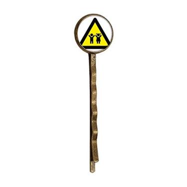 Imagem de Chapéu com símbolo de aviso amarelo e preto infantil triângulo retrô de metal