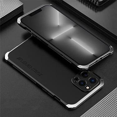 Imagem de Capa de metal de alumínio para iPhone 14 12 13 11 Pro Max Capa traseira à prova de choque para iphone 13 12 Pro XS MAX XR 6 7 8 Plus, Prata preta, Para iphone13ProMax