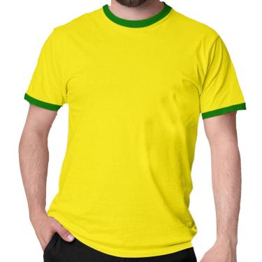 Imagem de 3 Camisetas verde amarelo Brasil lisa copa blusa conjunto