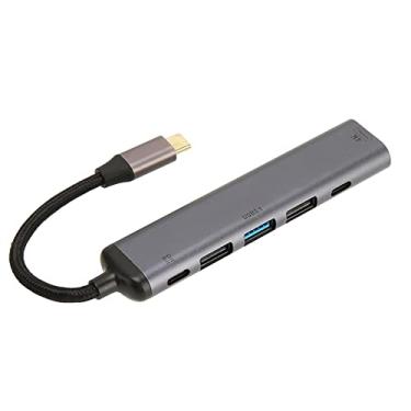 Imagem de Docking Station USB C, Hub USB C 7 Em 1 Trançado de Nylon Amplamente Compatível para Desktop