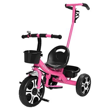 Imagem de Zippy Toys Triciclo Infantil Com Apoiador, Feito de Plástico e Aço Carbono. Possui Apoiador Removível, Duas Cestas e o Apoio Para os Pés. Crianças Até 25kg (Rosa)