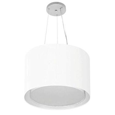 Imagem de Lustre Pendente Cilíndrico Duplo Cúpula Tecido 30/40x35 cm, Vivare Iluminação, Pendente4304 BR, Branco, Médio