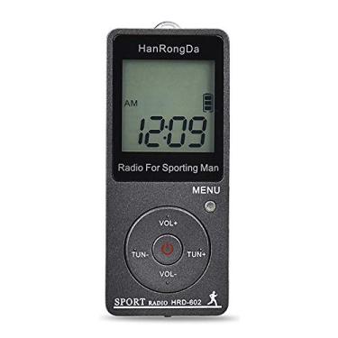 Imagem de Btuty HRD-602 Receptor de Rádio Portátil Rádio FM/AM Display LCD Botão de Trava Rádio de Bolso com Fone de Ouvido Pedômetro Esportivo