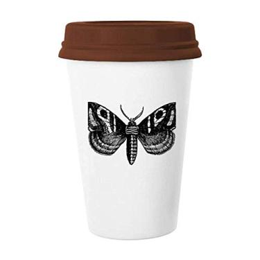 Imagem de Borboleta preta com estampa simples Caneca de café Copo de cerâmica Copo de cerâmica