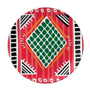 Imagem de Red Green Line Totems Prato de civilização antiga de porcelana decorativa Salver Prato de jantar